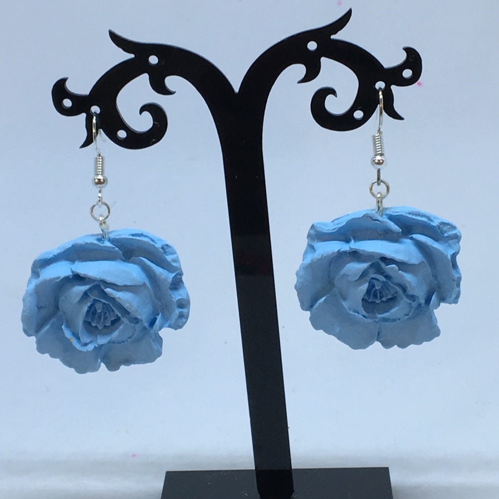 Handmade Polymer Clay Earrings, Handmade Clay Rose Earrings, Clay earrings